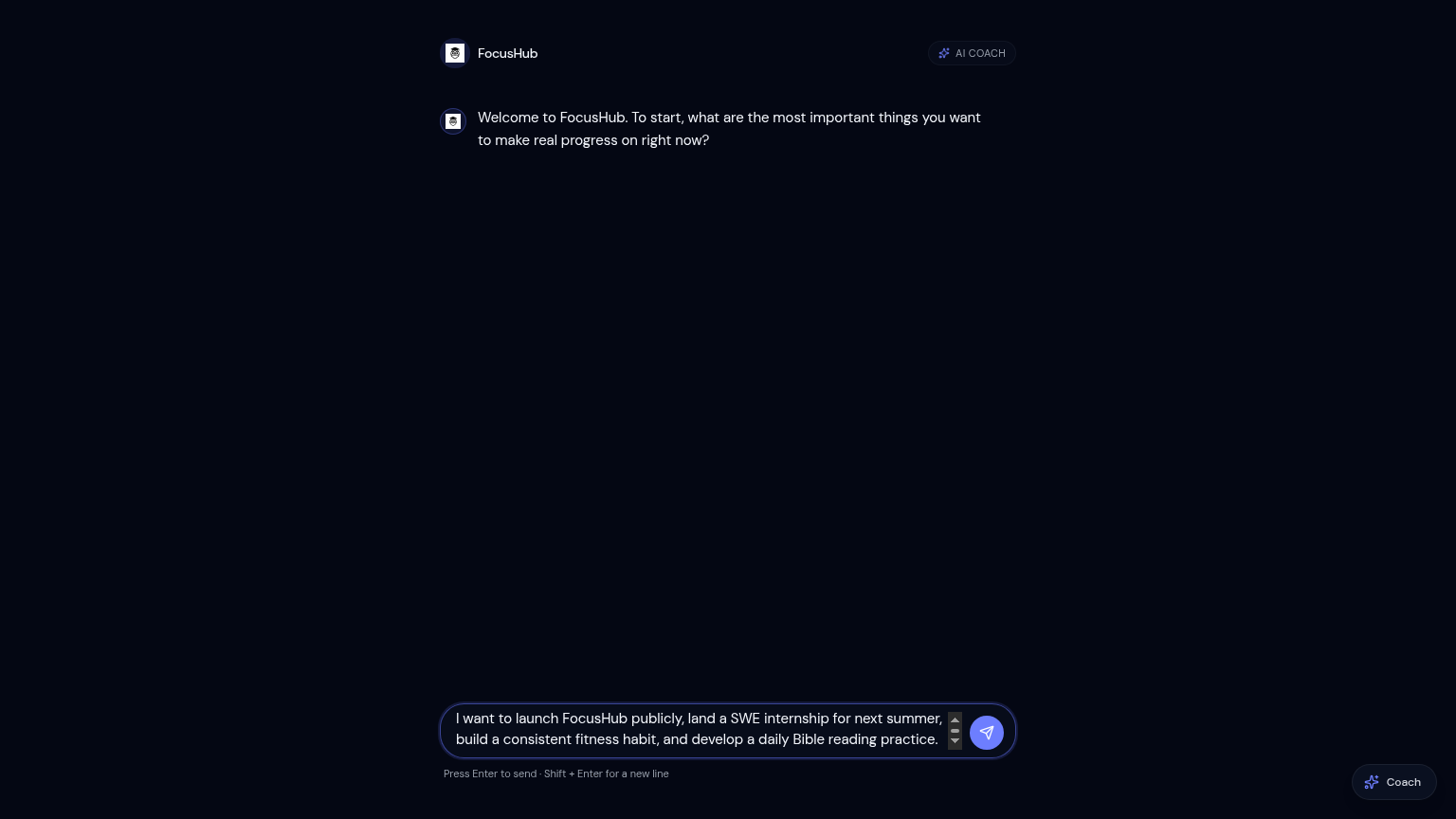 FocusHub onboarding conversation
